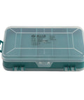 Double-Side Hardware Box Storage Organizer With 13 Compartments, rugged plastic case, transparent lid, green color, portable