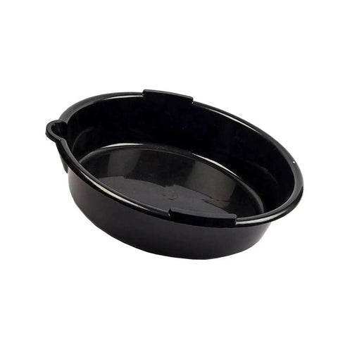 Msioytog Heavy Duty Garage Oil Drain Pan With Super Wide Mouth Round Bassin For Easy Car Fluid Collection Plus Reinforced Base And Spout Design For Quick Maintenance Jobs That Are Total Game Changers. Black round oil drain pan.