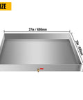 Heavy Duty Stainless Steel Washing Machine Pan 27x25x2.5 Inches, 18 Gauge Drain Tray With Drain Hole And Hose Adapter
