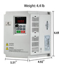 Single Phase 220V Variable Frequency Drive VFD 2.2 kW 3 HP Inverter for Spindle Motor Speed Control with dimensions