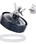 High Performance Seven Fin Male Blender Blade Replacement With Rubber Gasket Seal Fits Eighteen Ounce Twenty Four Ounce And Thirty Two Ounce Cups Perfectly, viewed with gasket