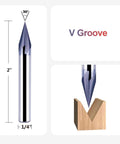 SpeTool 30-degree V-groove router bit with TiAIN coating, 1/4 in shank, 4-flute carbide; shown with wooden V-groove jig