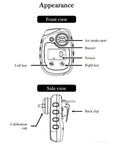 Carbon Monoxide CO Gas Detector With Back Clip, Loud Alarm Light And Vibration Alerts, 0 To 2000ppm shown front and side view