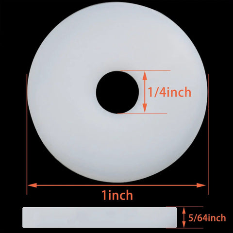 20 Pc Nylon Flat Washers Electrical Components Faucet Repair Kit Heavy Duty Fasteners Non Conductive And Sturdy Hardware For Home Projects, 1 inch diameter, 1/4 inch thickness.
