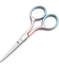 Multicolor Professional Grooming Scissors For Facial Hair Removal And Trimming, Precision Eyebrow And Beard Scissors, Stainless Steel Shears With Comfortable Grip For Salon Or Home Use, 3.9 inch stainless steel scissors with pink-blue handle