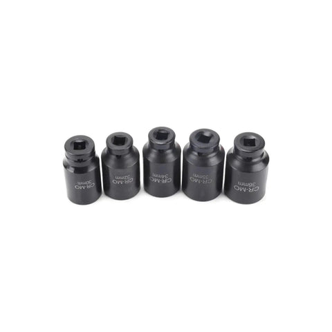 12 Point 1/2 Inch Drive Axle Hub Nut Socket Set Metric Impact Wrench Kit Garage Tools For Tough Job With Universal Fits And Quick Turns, five black impact sockets