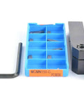 External Grooving Turning Tool Holder Kit With MGMN150-G Carbide Inserts, 100mm Shank, 16mm Diameter, wrench, and 10 PC inserts