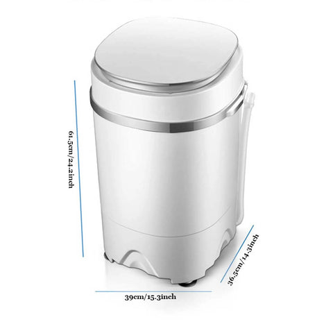 Compact Portable Washing Machine With Integrated Drying Bucket And Quick Drain Hose 3.8 Kilogram Capacity, side view with dimensions