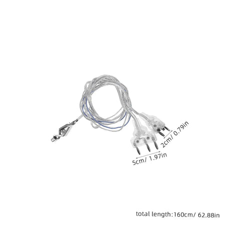 Pro Grade Fencing Mask Connector Cable Clear Cord For Foil And Sabre Training Gear, 160cm, with plug dimensions labeled