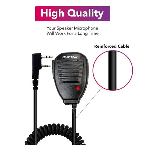 Rugged Shoulder Speaker Microphone for Ham Radio with reinforced cable and 3.5mm jack, compatible with UV 5R UV 82 and more.