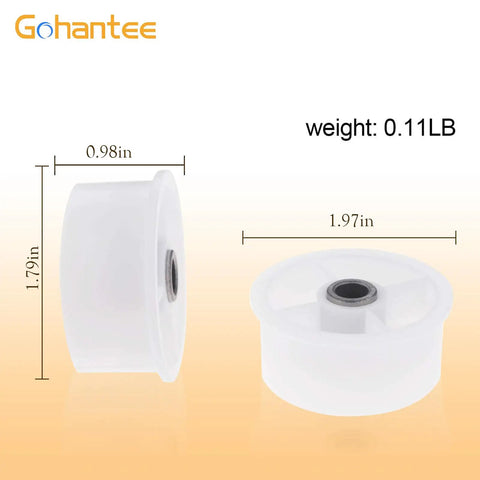 Legit Heavy Duty Dryer Idler Pulley Wheel Bearing Replaces Wp6 3700340 And Ap6009859, 1.97in diameter, white plastic construction.