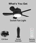 16 Inch Smart Socket Ceiling Fan Light With Remote RGBW E26 Bulb 1800Lm Small Ceiling Fan For Bedroom Garage Kitchen Works