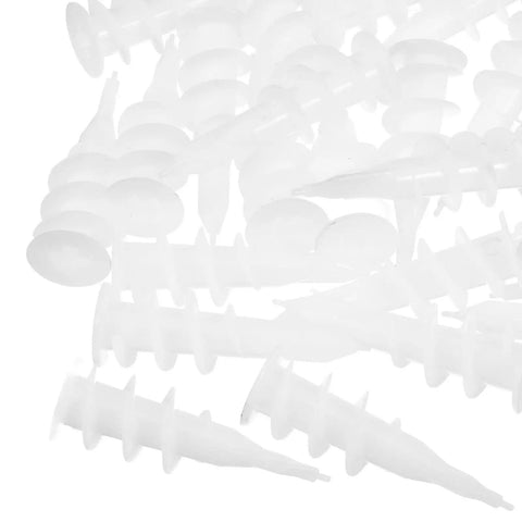 Heavy Duty Stainless Steel Self Drilling Drywall Anchors And Mounting Screws Kit With Plastic Expansion Anchors For Enhanced Fixation And Superior Pull Out Resistance, Versatile For Shelving, Light Fixtures, Decor, And Other Wall Mounts. white plastic expansion anchors
