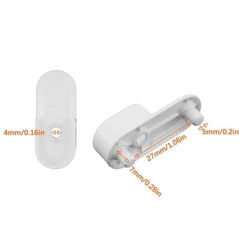 Oval Closet Rod End Supports 18 Pack White For Standard 15x30mm Flat Rods Wardrobe Rod End Brackets dimensions shown