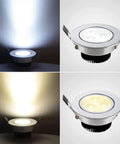 WKNHHL Recessed Lighting Housing Trim Kits Aluminum Indoor Embedded Downlight Commercial Illumination Spotlight showing warm and white light.
