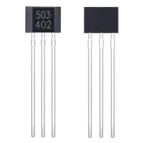 Two 3-pin Hall sensors from 20 Pack AH3503 Linear Hall Sensor 3 Pin Magnetic Detector For Speed Position And Flow Measurement Perfect For DIY Electronics Projects With 4.5 To 6V Operation And 50 Ohm Output Ultra Sensitive Hall Effect Sensor