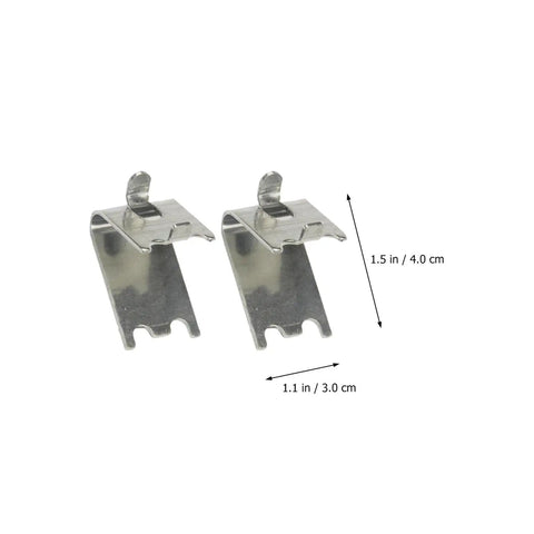 Stainless Steel Refrigerator Shelf Clips 6 Pack Must Have Smooth Surface Shelf Support Hooks, two clips with dimensions shown