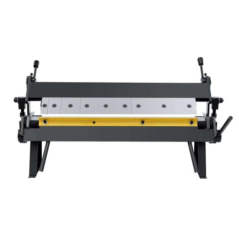 24 Inch Pan And Box Metal Brake 20 Gauge Capacity With 0 To 135 Degree Bending Floor Standing Sheet Metal Bender Front View