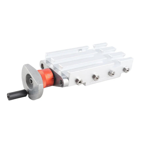 Beefy 32mm Cross Slide Table For Metal Lathe Y And Z Axis Indexing Heavy Duty Aluminum Alloy Shift Block with orange knob and sleek design.