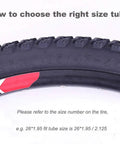 Close-up of a bike tire showing size 26x1.95 for Two Pack 26 Inch Bike Inner Tubes With 48mm Schrader Valve Includes 2 Tire Strips And 2 Levers