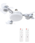 Socket Fan Light With Remote And Dimmable Led Screw In Ceiling Fan with four blades and two remote controls for easy operation.