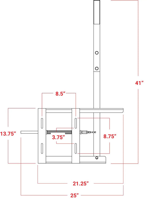Heavy Duty Steel Cowboy Gate Latch With Forty Two Inch Handle dimensions diagram, showing size and measurements for installation.