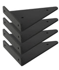 Heavy Duty Floating Shelf Brackets Four Pack Concealed Metal Triangle Wall Mounts shown in matte black angle view.