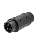 Heavy Duty Type 2 To Type 1 EV Charger Adapter 32A 7KW IP55 weatherproof black connector with SAE J1772 ports.