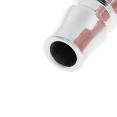 Heavy Duty Spiral Coil Air Compressor Hose Six Meter Length Bright Orange Flexible Pneumatic Tool Hose end fitting close-up image.