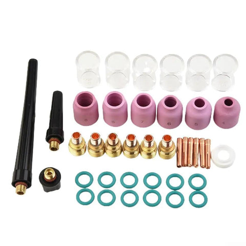 40 Piece TIG Welding Torch Kit With Collet Gas Lens Cup Set For WP 9 20 25 Torches includes ceramic nozzles and accessories