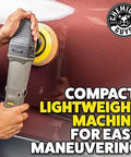 Person using TORQX Dual Action Random Orbital Polisher For Cars, Trucks And SUVs, Pro Grade Auto Buff Tool on vehicle surface