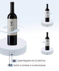 Mcbazel 5.4 Inch Motorized Rotating Display Stand With 360 Degree Electric Turntable featuring a wine bottle and speed control.