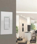 WiFi Smart Dimmer 3 Way Single Pole Switch Pack That Works With Mobile App Alexa And Google Assistant on wall in modern room