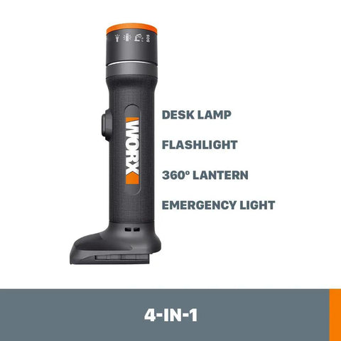 20V Power Share Multi Function LED Flashlight With 360 Degree Lantern Desk Lamp Modes Hi and Lo Emergency Light Tool