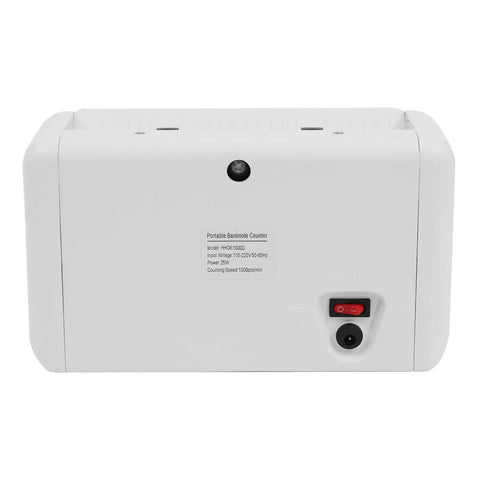 Back view of Portable Money Counter Machine With UV And Magnetic Counterfeit Detection, Compact Desktop design