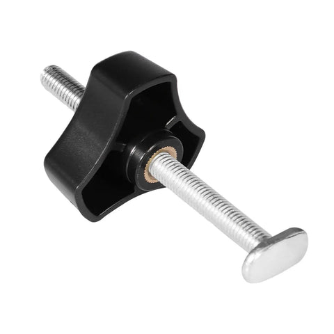 Heavy Duty T Slot Clamp Set Quick Acting Hold Down Clamps With 8mm Threaded Rod For Woodworking And Metalworking Projects And General Workholding Ideal For Jigs, Fixtures, Milling, And Assembly In Home Workshop Settings close-up of black clamp with 8mm threaded rod