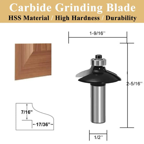 Four Piece Edging Router Bit Set For Woodworking With Cabinet Door Edges Includes Thumbnail Bit Two Edging Bits And Round Over Bit One Half Inch Shanks Compatible MDF Solid Wood Particle Board And Plywood, carbide grinding blade, 1/2in shank