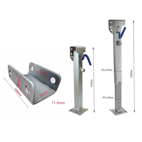 Heavy Duty Boat Trailer Jack With Wheel Tough As Nails Galvanized Telescopic Drop Leg 460 To 680Mm Adjustable Height easy mount features detailed dimensions.