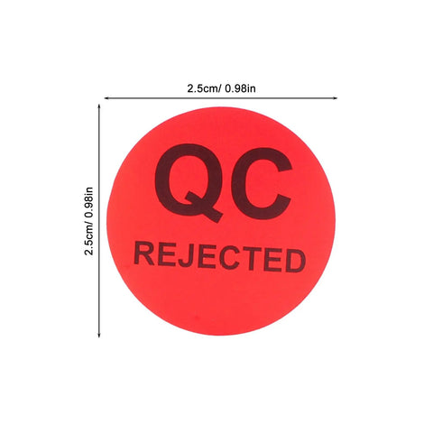 Round QC Labels 1 Roll Must-Have High-Contrast Quality Control Stickers With Peeling-Resistant Coated Paper Adhesive For Production Testing, Warehouse Supplies, Inventory, And Quality Assurance. 2.5cm red QC rejected label
