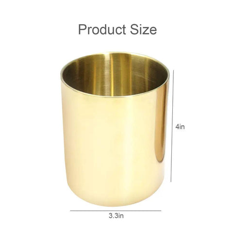 Gold Pencil Holder Cup Pen Organizer For Desk Office Home Decor Luxury Metal Vase Style Stainless Steel With Gold Plating