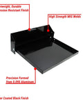 Fold Out Work Station Tray Cabinet For Garage And Trailer 16x14 Inch Tray Aluminum Powder Coated Black Made In USA, front view