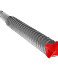 Rebar Demon SDS Max 4 Cutter Full Carbide Head Hammer Drill Bit One Inch Diameter shown with red cutting head