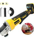 Rock Solid Brushless Cordless Angle Grinder Loaded With Four Variable Speed Gears Compatible With Standard 18V Or 20V Batteries in use for cutting tasks.
