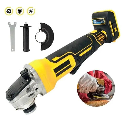 Rock Solid Brushless Cordless Angle Grinder Loaded With Four Variable Speed Gears Compatible With Standard 18V Or 20V Batteries in use for cutting tasks.