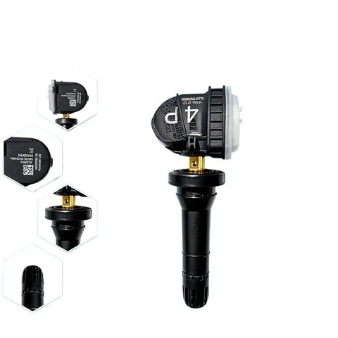 Built Tough Wireless Tpms Tire Pressure Sensors For Byd Song Tang Yuan Qin Ev Dm featuring black sensor with gold valve.