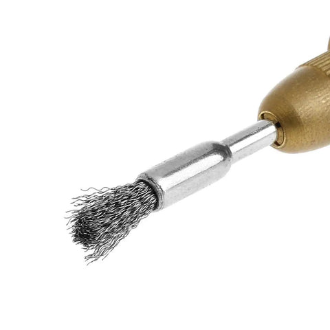Close-up of Four Pack 5mm Steel Wire Brushes Polishing Wheel Brush For Tools DIY Friendly Mini Burr Cleaning