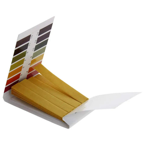 Open booklet of PH Test Strips 1 To 14 Full Range Litmus Paper For Garden And Soil with color guide visible
