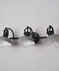Gladstone 5 Piece All In One Bathroom Set With Matte Black Finish Includes A 3 Light Vanity Fixture With Matte Gray Shades