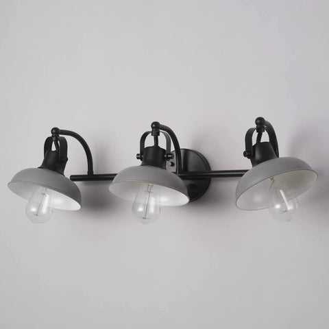Gladstone 5 Piece All In One Bathroom Set With Matte Black Finish Includes A 3 Light Vanity Fixture With Matte Gray Shades