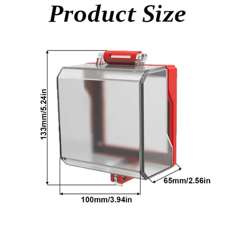 Transparent Flip Style Push Button Switch Cover For Electrical Outlets Protects Emergency Stop Guard Case Made From Durable PC Material With Quick Access Shield For Safe Button Operation, dimensions labeled